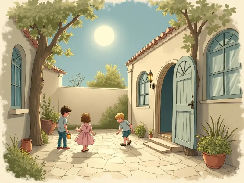 رسم توضيحي للحلم: فناء المنزل